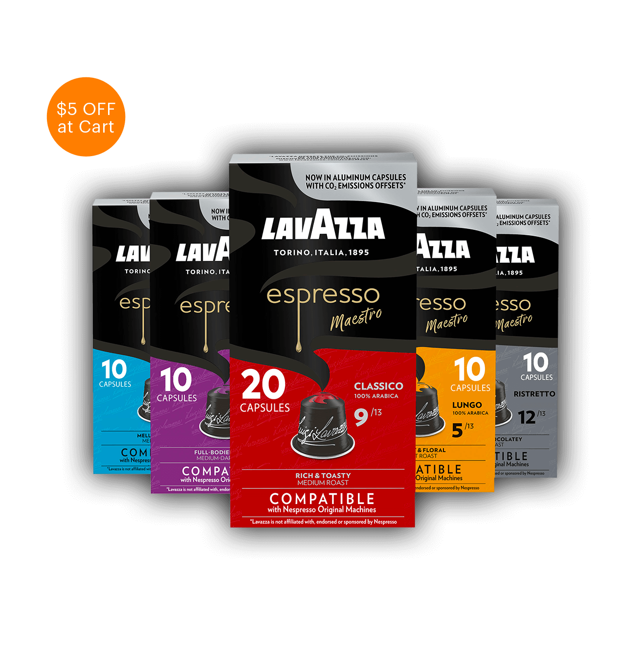 Variety pack of capsules compatible with Nespresso® machines